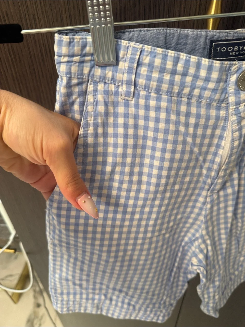 Toobydoo Light Blue and White Gingham Kids Shorts
